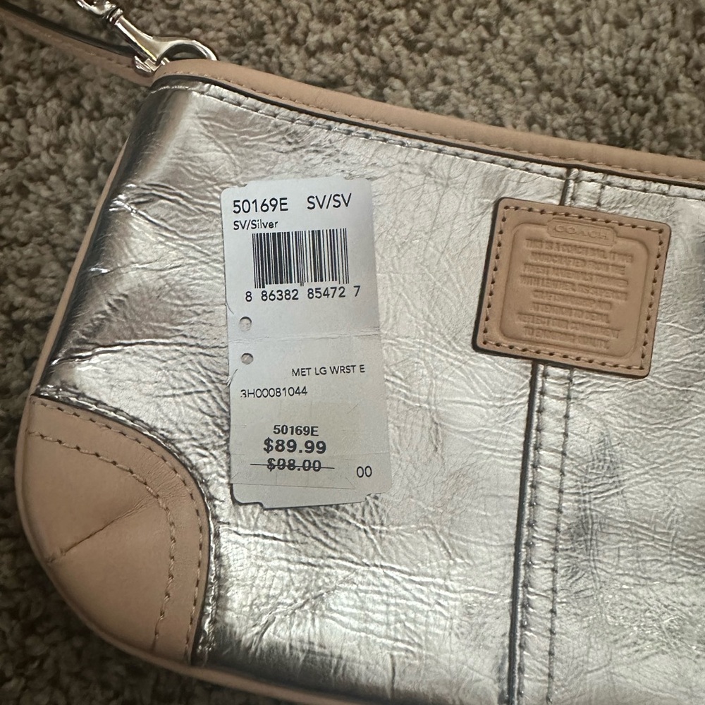 COACH Silver and Tan Women's Wristlet - NWT - Picture 4 of 6